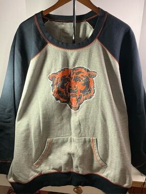 Majestic Gray & Navy Raglan Sweatshirt with Orange Bear Logo
